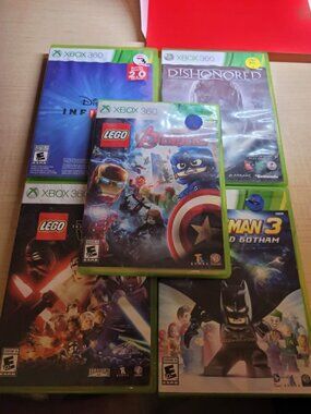 Lot of 5 Xbox 360 Video Games Lego Avengers, Batman 3, Star Wars, Dishonored
